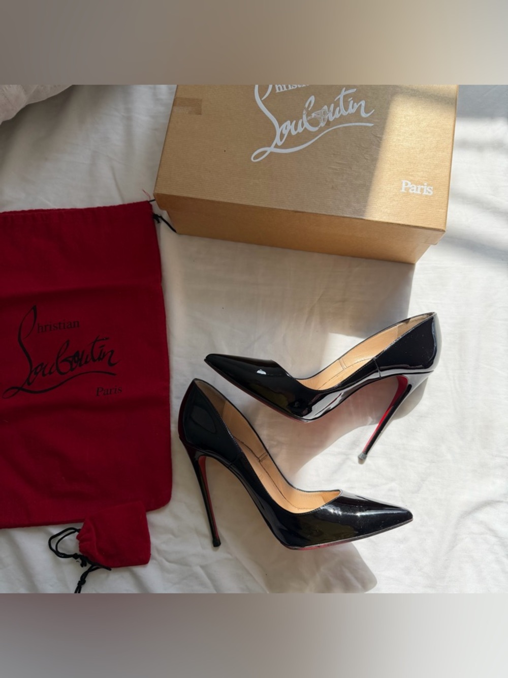 Christian Louboutin So Kate Pointed Toe Pump 120mm Black patent leather US 7.5